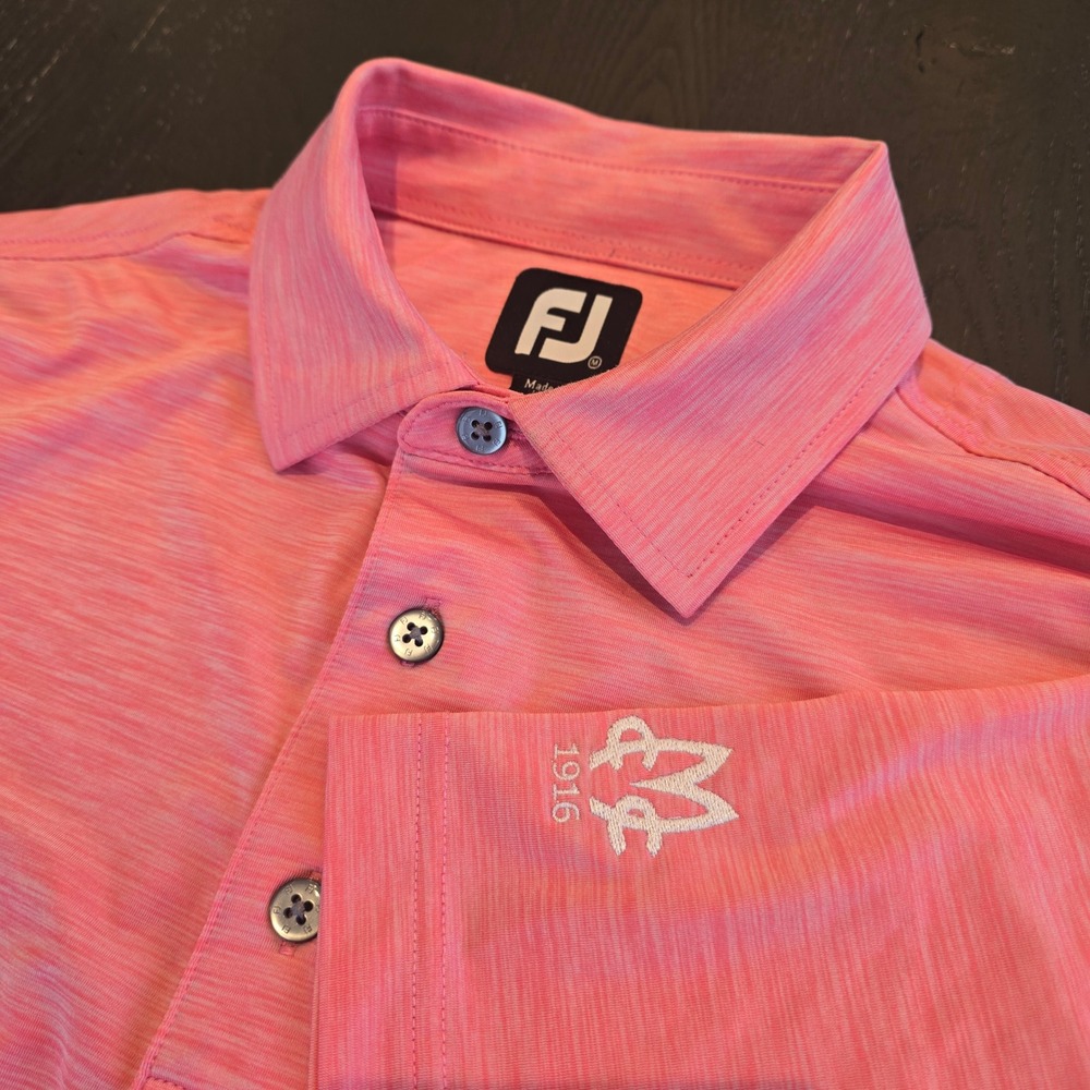 FootJoy Mens ProDry Golf Polo Shirt Pink Heather Space Meadowbrook Club Medium